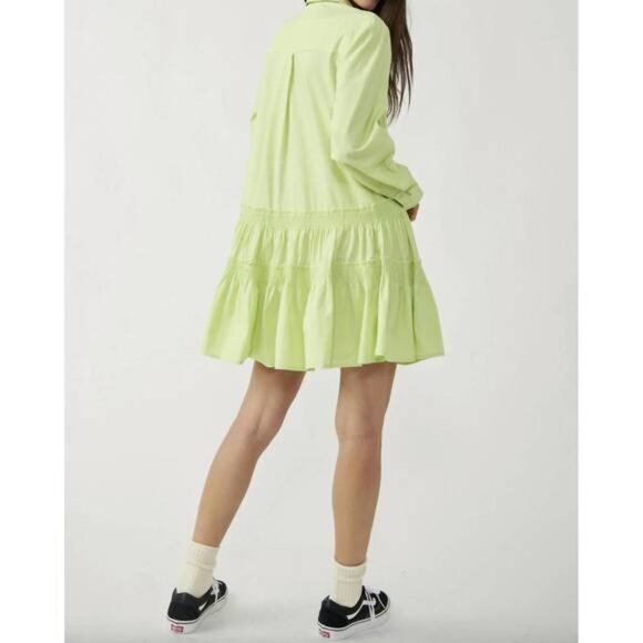 NWT Free People Billie Mini Dress Lime Glo‎ | Size L - Picture 2 of 5